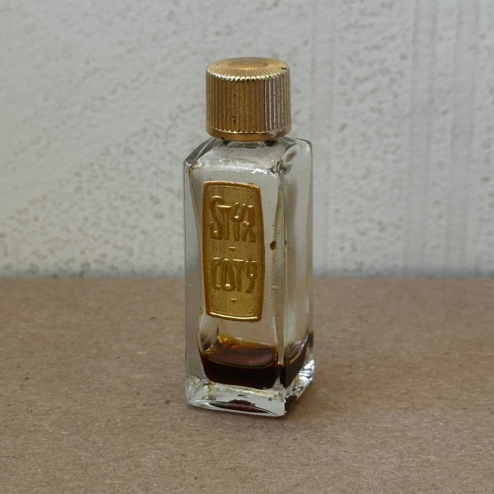 Vtg Coty Styx Miniature Perfume Bottle Gold Label Collectible Fragrance Decor 2"